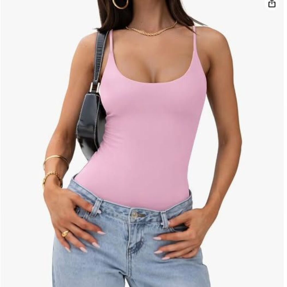 Women Sexy Scoop Neck Double Lined Bodysuit